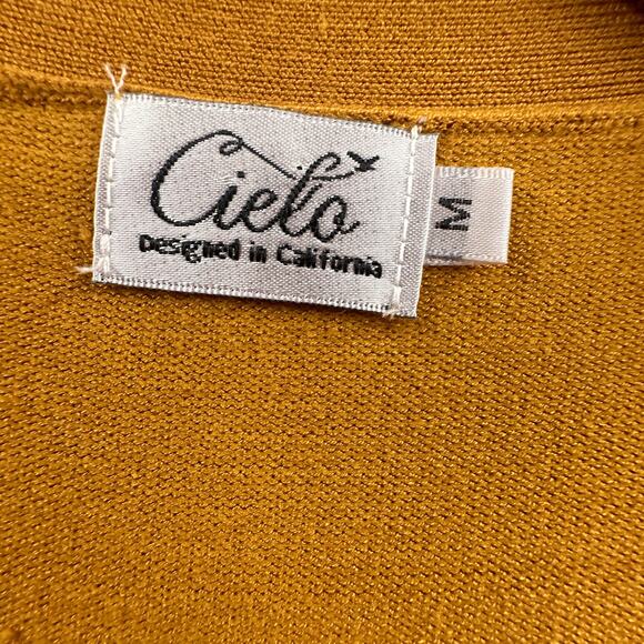 Cielo Long Cardigan Sweater M Mustard Yellow Academia School Tunic Layering Lght - Picture 11 of 15